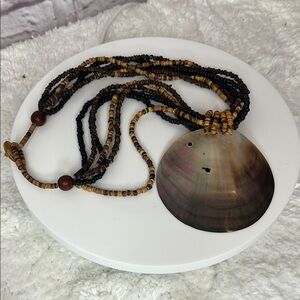 Shell Pendant Necklace with Beaded Strand